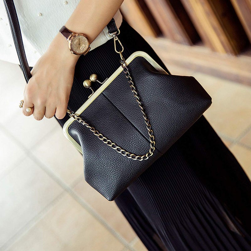 Lanpet Women Classical Kiss Lock Clutch with Chain Strap Shoulder Bag Purse Wallet - Image 2